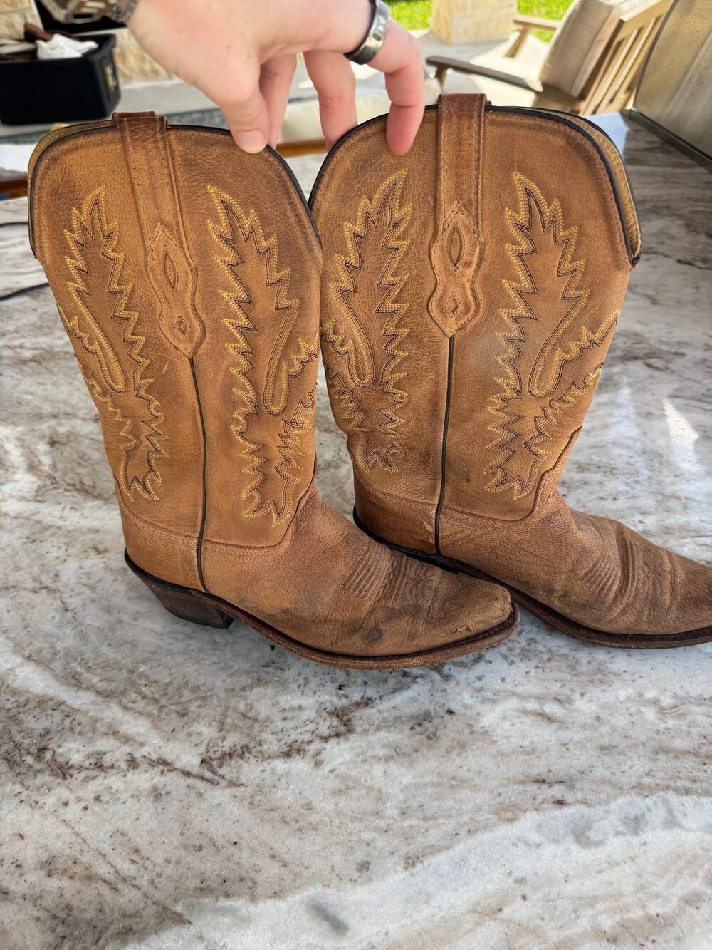 Old West Women’s Cowboy Boots Size 8.5 Brown Leather Embroidered Western